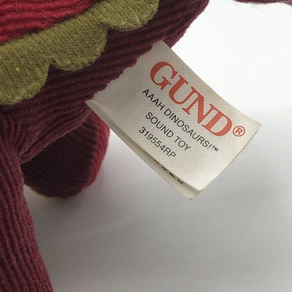Gund Aaah Dinosaur Adam Mini Plush Ankylosaurus Corduroy Red Dino Sound Toy - Picture 6 of 8